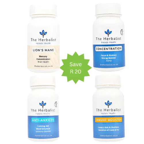 Natural Focus Study Set featuring Lion's Mane, Concentration, Anti-Anxiety, and Immune Booster products.
