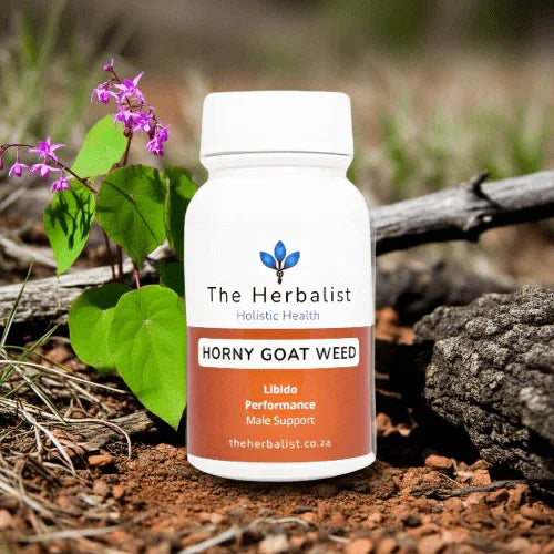 Horny Goat Weed capsules by ZestySpiritz, showcasing the bottle with a focus on natural libido and energy support.
