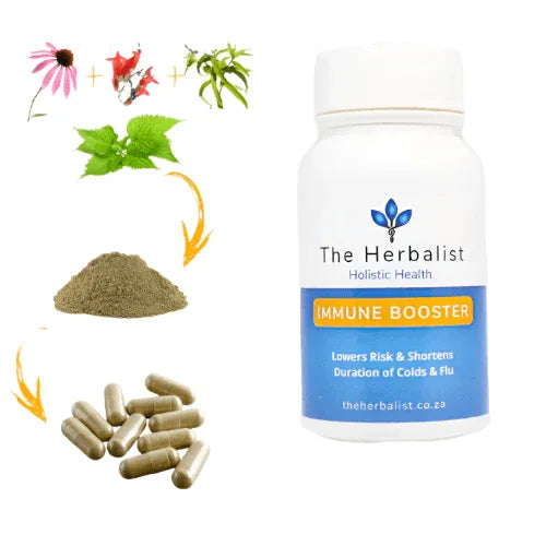 ZestySpiritz Immune Booster capsules in a bottle, designed for natural defense against colds, flu, and inflammation.