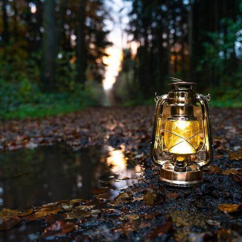 Natural Anti-Itch Spray with Organic Plant Oils in a 20ml bottle, displayed outdoors at night with a soft glow.