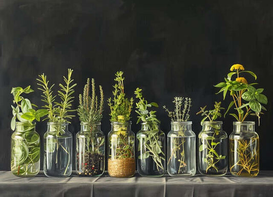 Various herbs in jars showcasing the beauty of herbal supplements for natural healing.